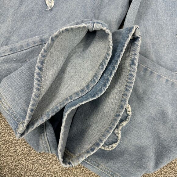 Q&J Patchwork Hearts Wide Leg High Rise Jeans Blue Large - Picture 7 of 12